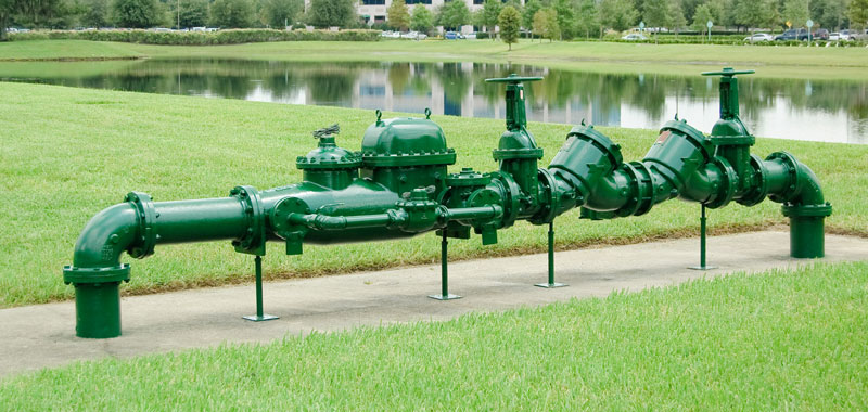 Industrial backflow prevention pipework.
